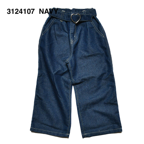 【130/140/150cm】ハートベルト付きデニムワイドパンツ3124107j【NEWO/ネオ】